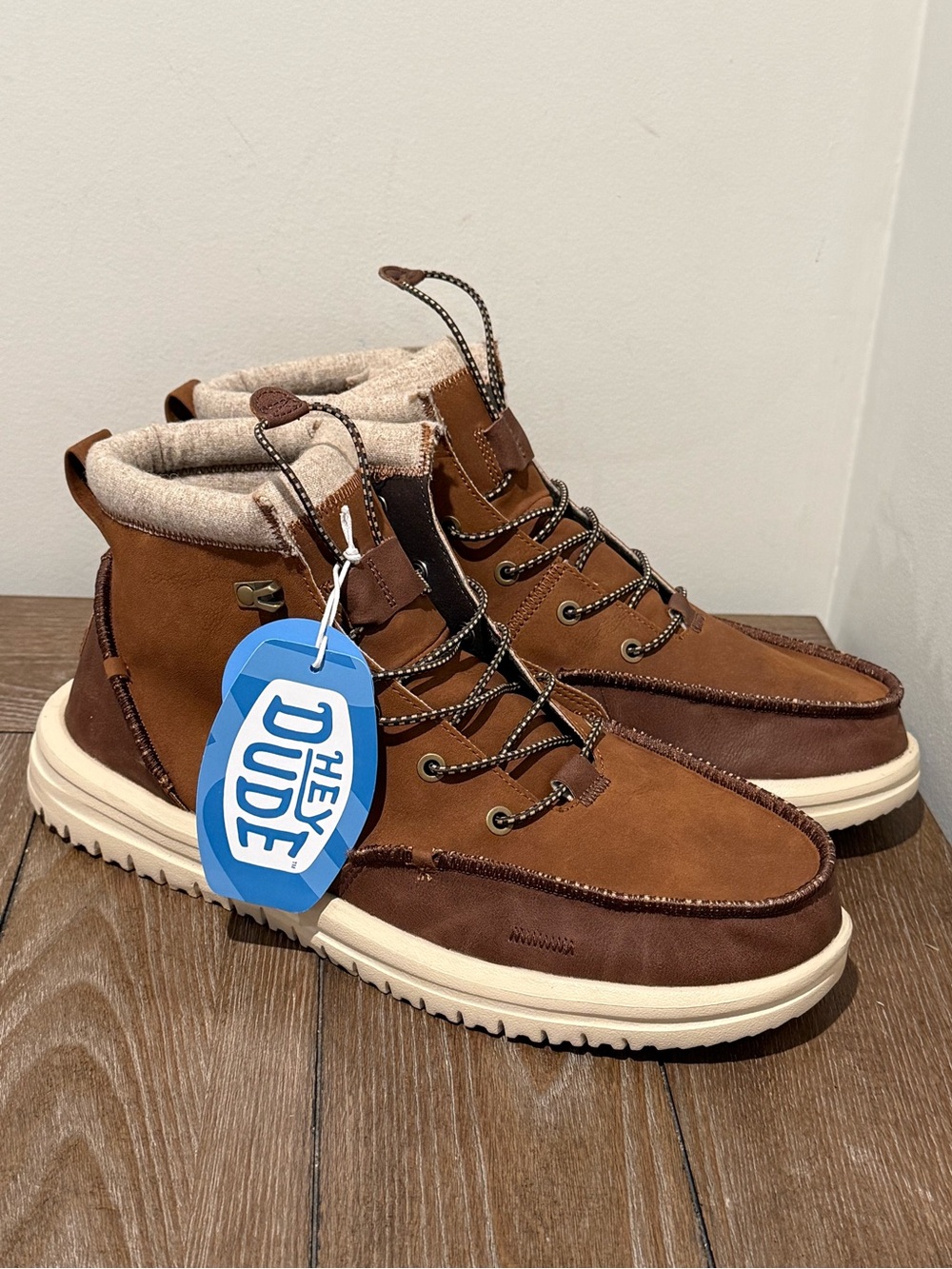 NWT Hey Dude Boots Mens Size 14 Bradley Classic Tumbled Chukka Cognac 44327-2JZ